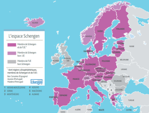Carte des pays qui accordes le visa schengen
