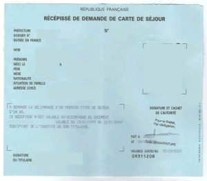 Récépissé de demande de titre de séjour 