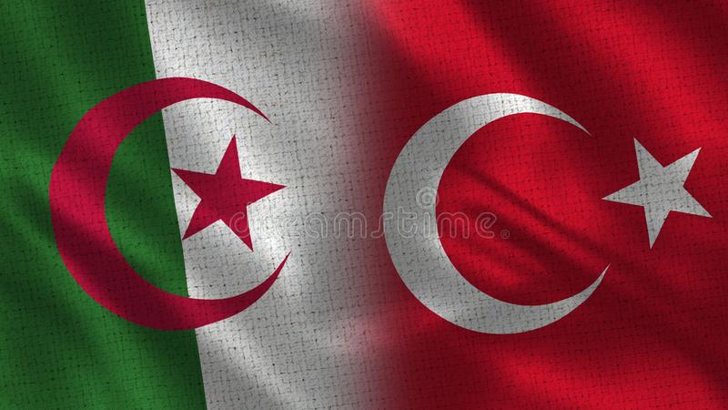 drapeaux realistes de l algerie et la turquie demi ensemble texture tissu haute qualite 134731070